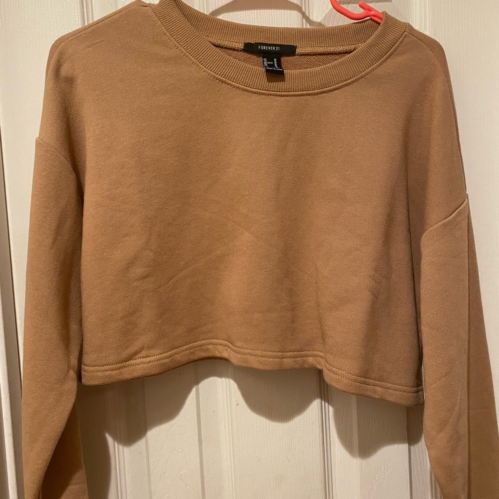 Forever21 Cropped Sweatshirt Tan